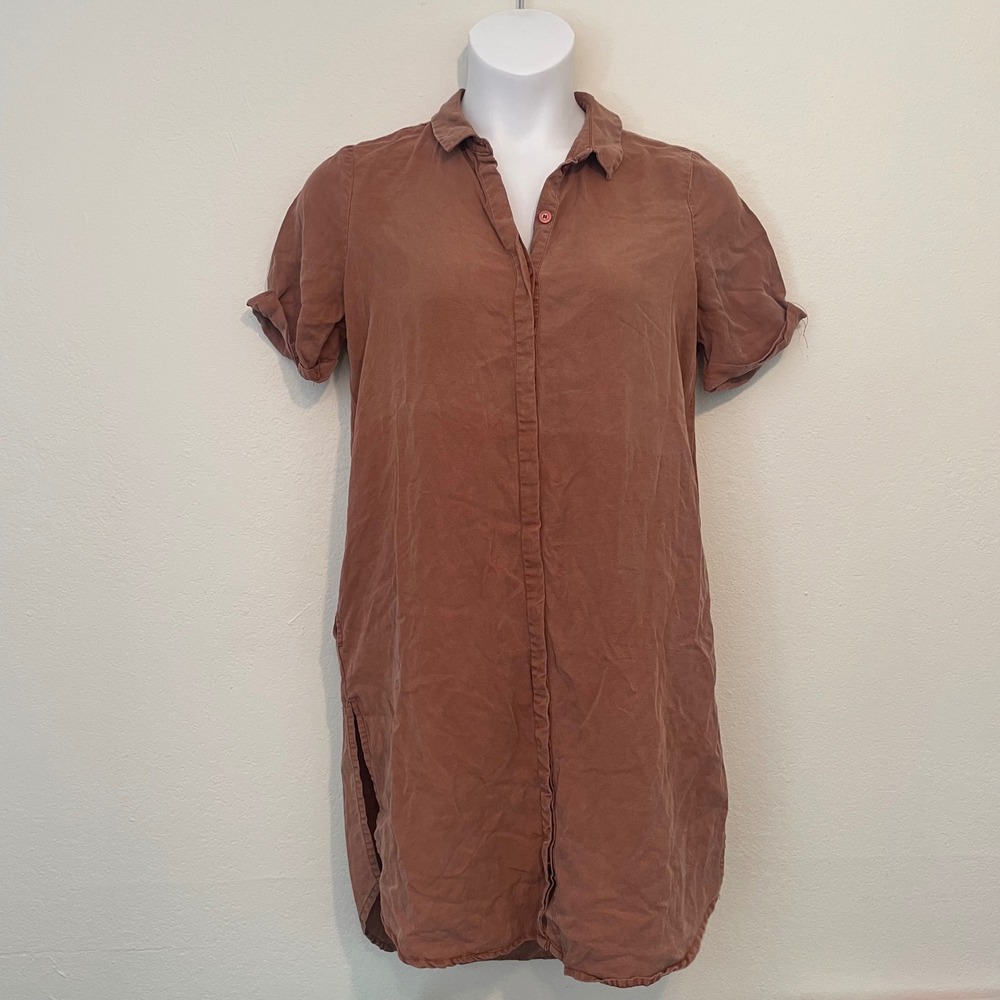 Selected Femme Button up Shirt Dress 38 / M Soft Rust Orange‎ Distressed READ